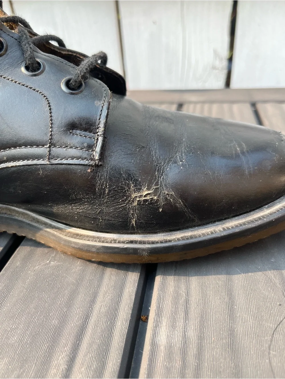 Vintage Dr. Doc Martens Black Leather Boots 6 Eyelet Made in England Size 10